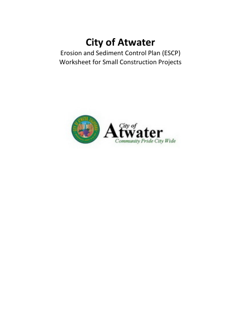 First page of the Erosion and Sediment Control Plan Worksheet for Small Construction Projects