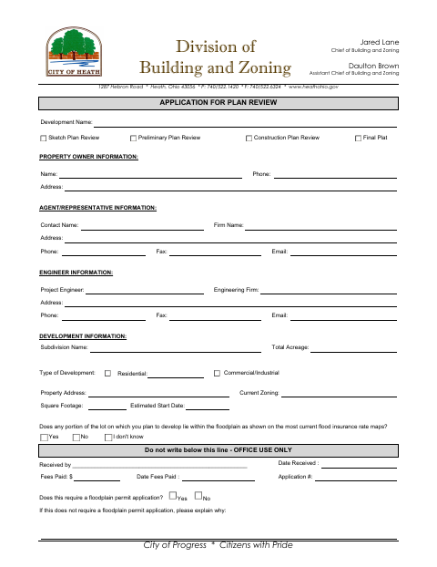 First page of the Application for Plan Review