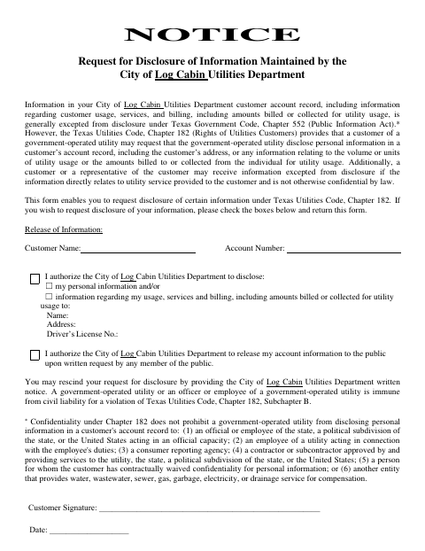 First page of the Personal Information Disclosure Request Form