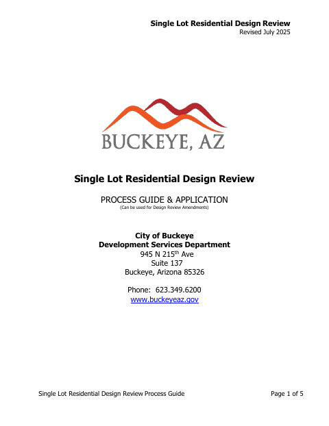 First page of the Single Lot Residential Design Review