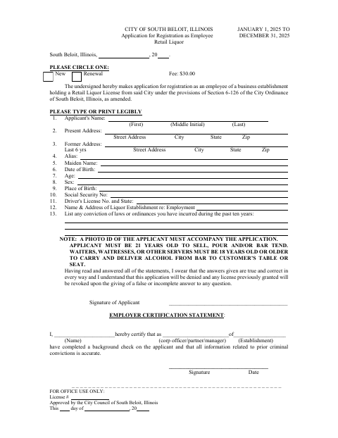 First page of the Application for Registration as Employee