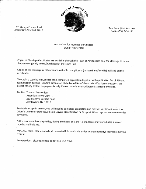 First page of the Marriage Certificate Request