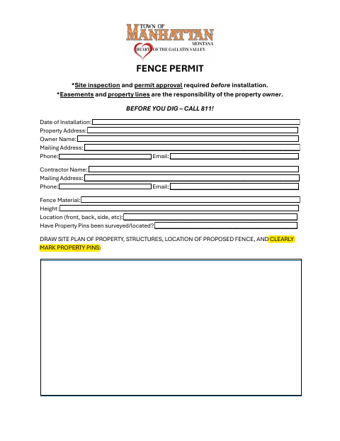 First page of the Fence Permit