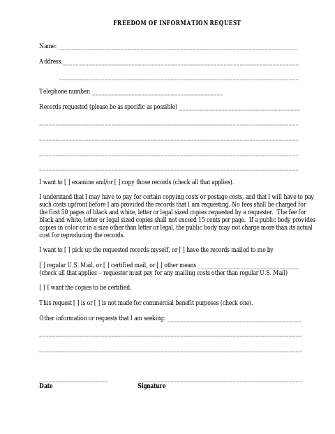 First page of the Freedom of Information Request