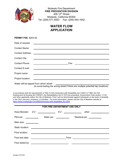 First page of the Water Flow Application