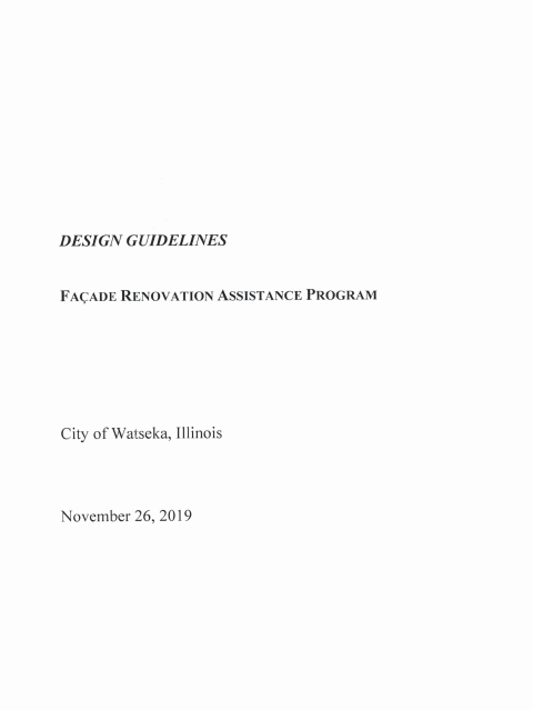 First page of the Façade Renovation Assistance Program Application