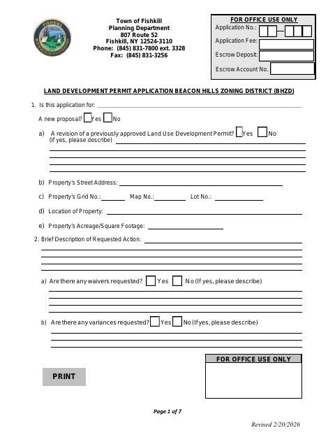 First page of the Land Development Permit Application
