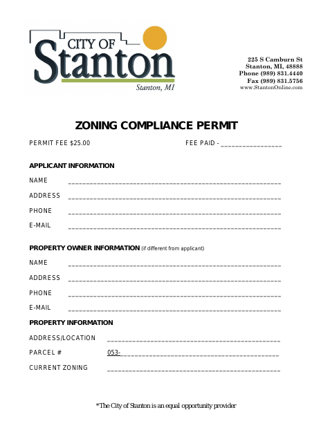 First page of the Zoning Compliance Permit