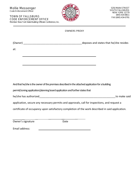 First page of the Owners Proxy