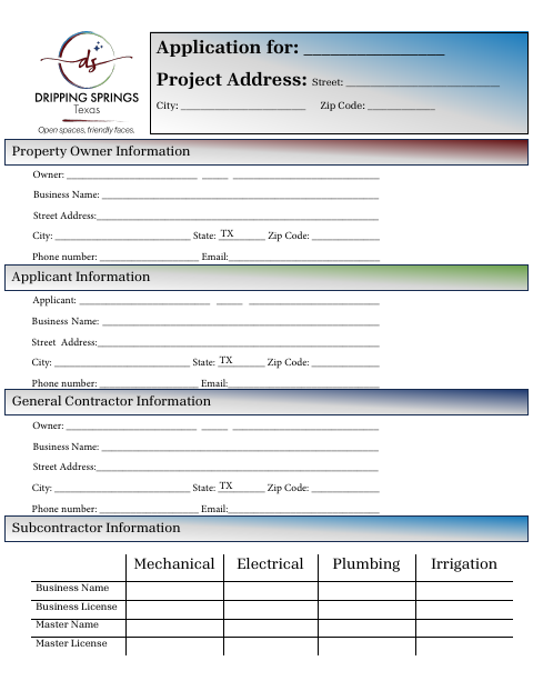 First page of the Residential Building Permit Application