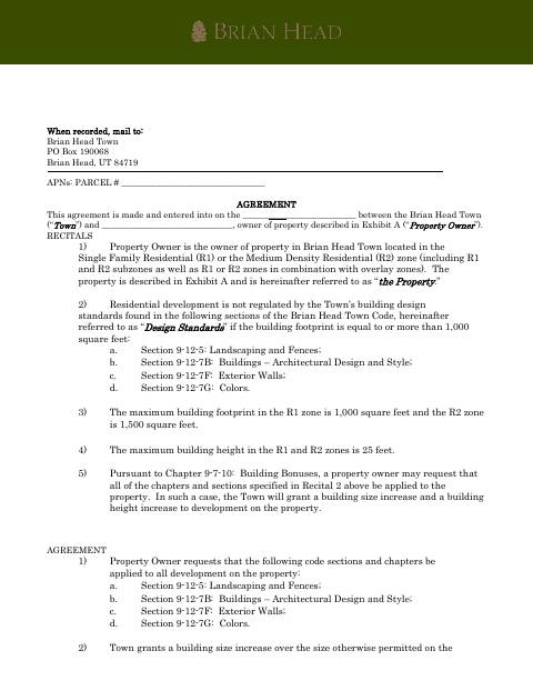 First page of the Building Bonus Agreement