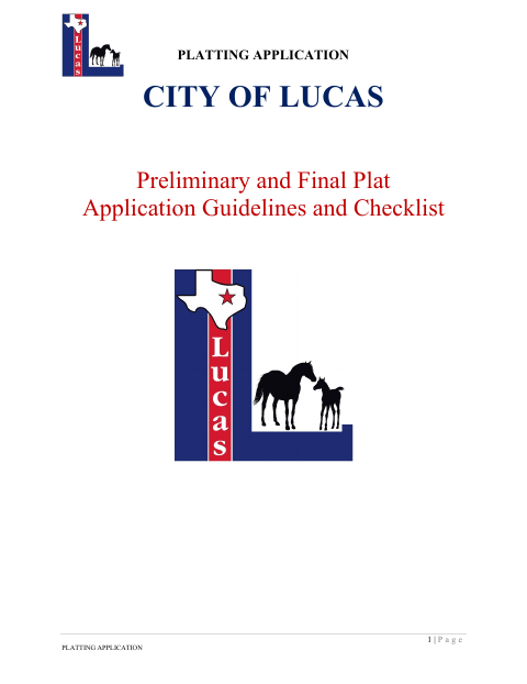 First page of the Preliminary And Final Plat Application