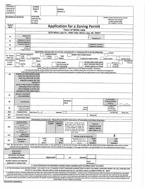 First page of the Zoning Permit Package