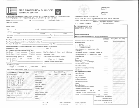 First page of the Fire Permit Application