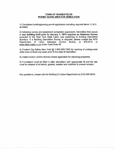 First page of the Demolition Zoning and Building Permit Application