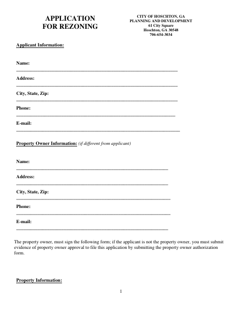 First page of the Rezoning Application