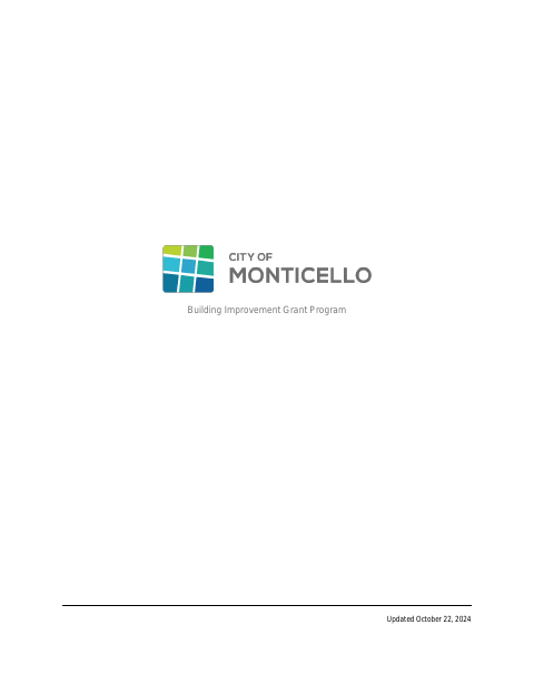 First page of the Building Improvement Grant Program Application