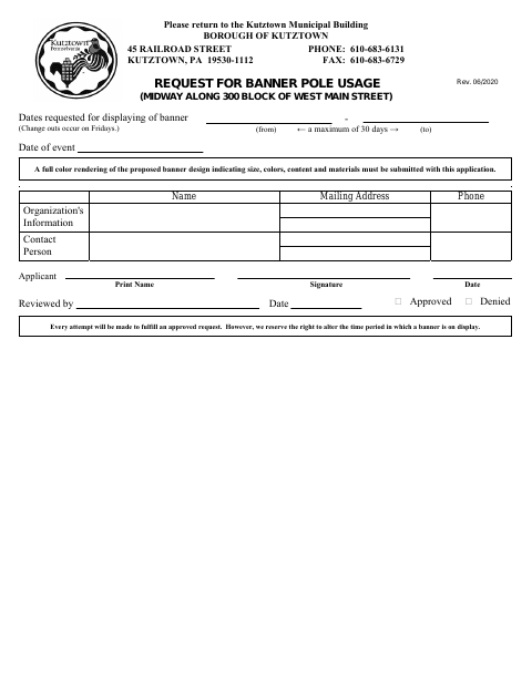 First page of the Request for Banner Pole Usage