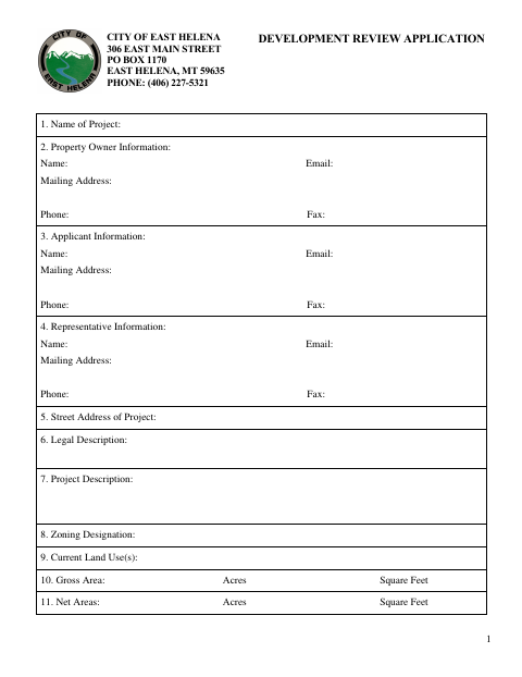 First page of the Development Review Application