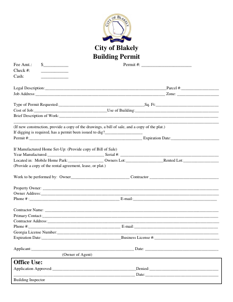 First page of the Building Permit Application