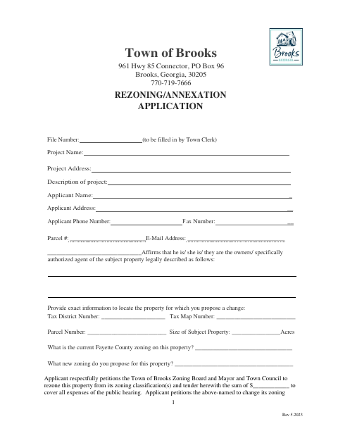 First page of the Rezoning / Annexation Application