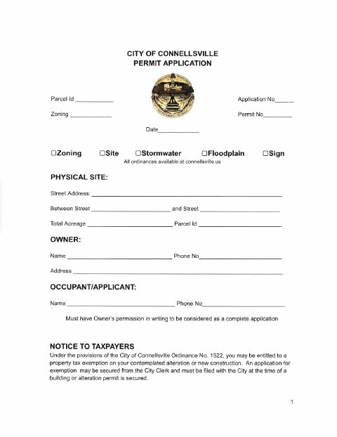 First page of the Building Permit Application