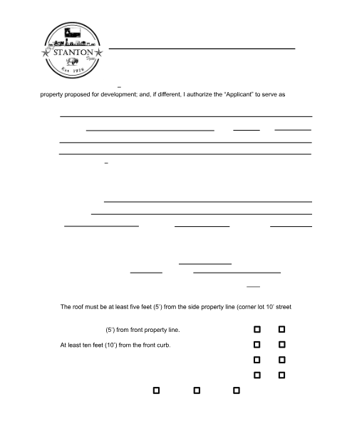 First page of the Front Yard Open Carport Variance Application