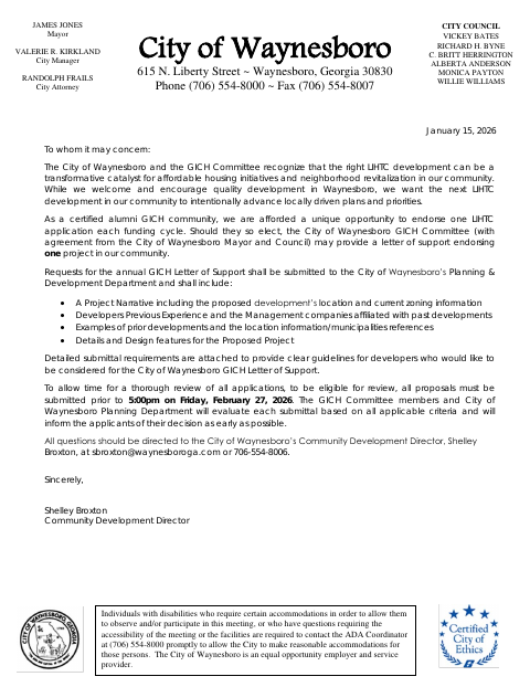 First page of the Low Income Housing Tax Credit Submittal Requirements