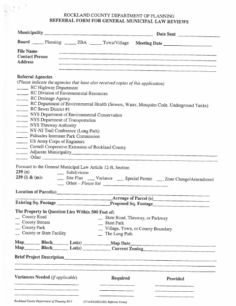 First page of the Planning and Zoning Board Application