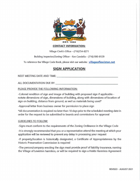 First page of the Sign Application