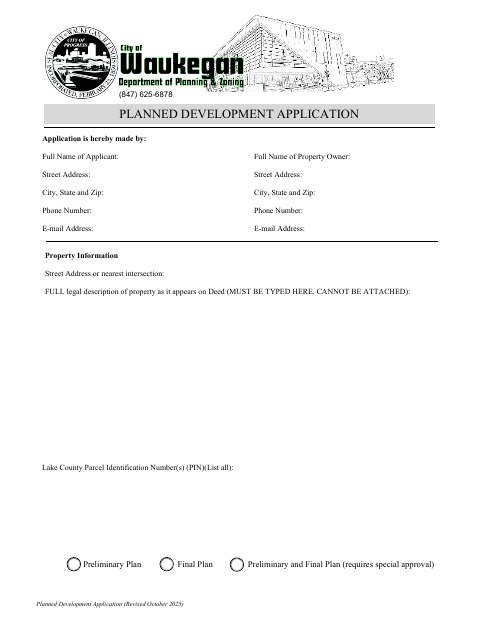 First page of the Planned Development Application