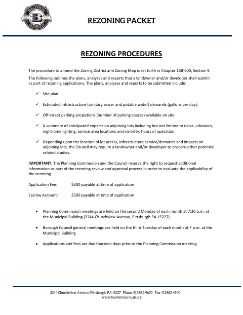 First page of the Rezoning Application
