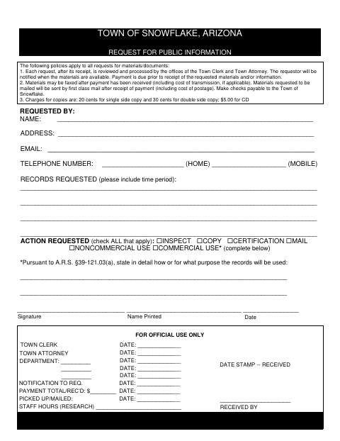 First page of the Request for Public Information