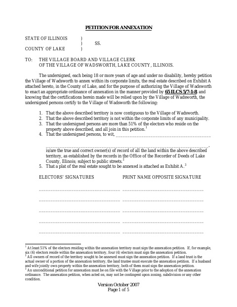 First page of the Petition for Annexation