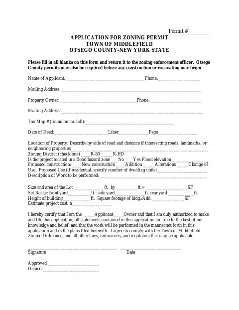 First page of the Application for Zoning Permit