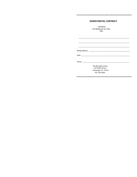 First page of the Sewer Rental Contract