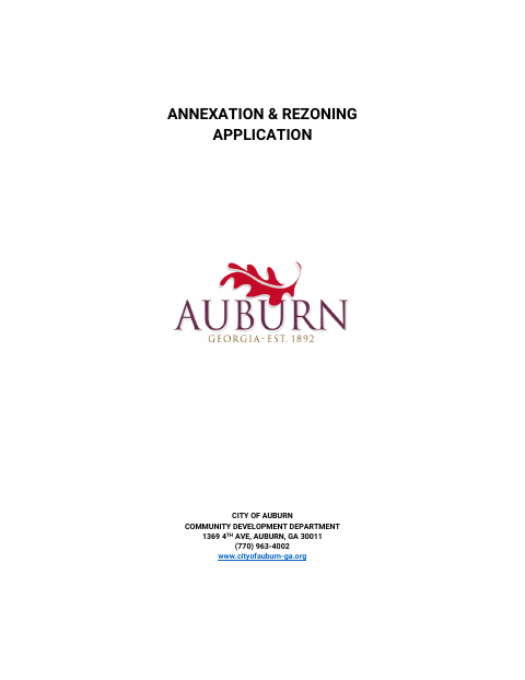 First page of the Annexation And Rezoning Application
