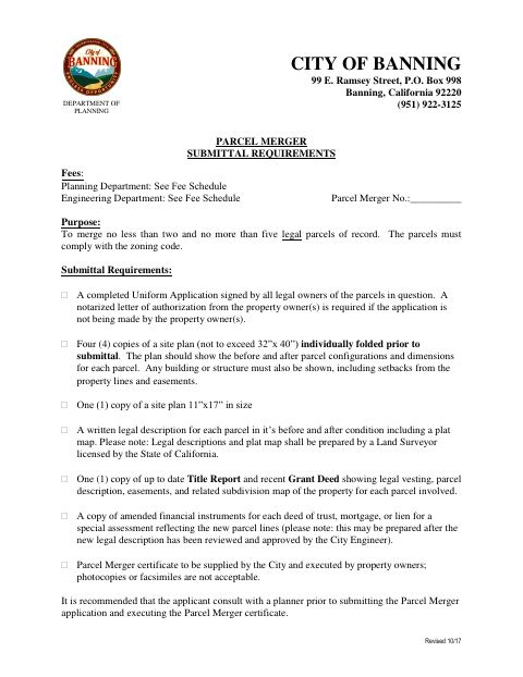 First page of the Parcel Merger