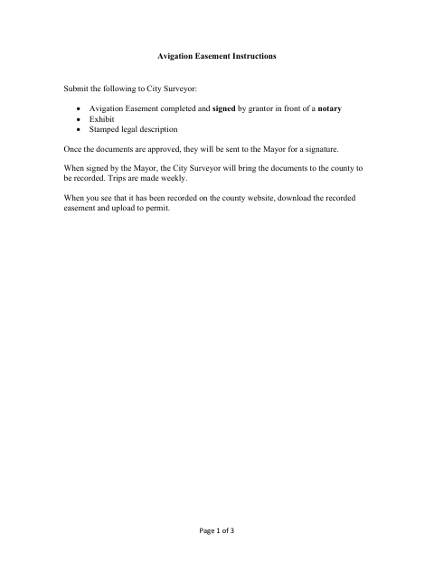 First page of the Avigation Easement