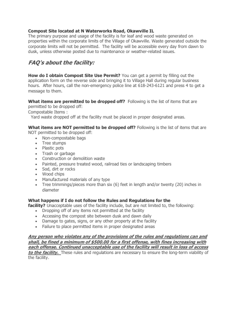 First page of the Compost Site Rules and Permit Application