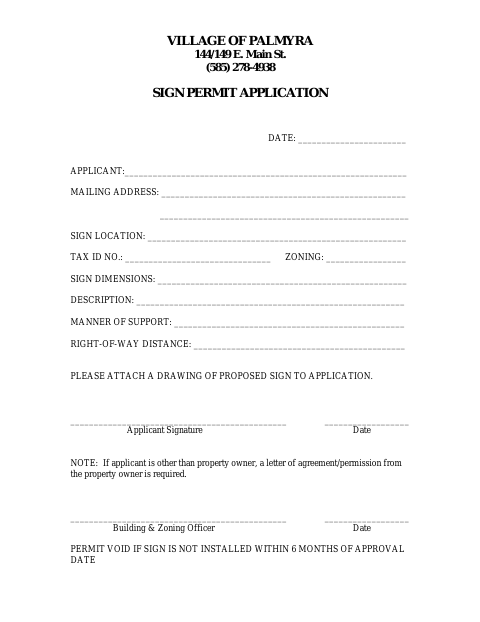 First page of the Sign Permit Application