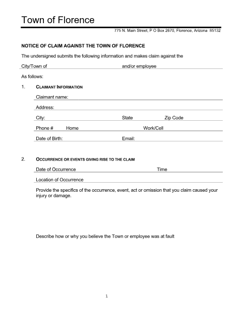 First page of the Notice of Claim