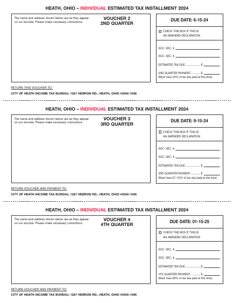 First page of the Individual Estimated Tax Installment 2024 Voucher