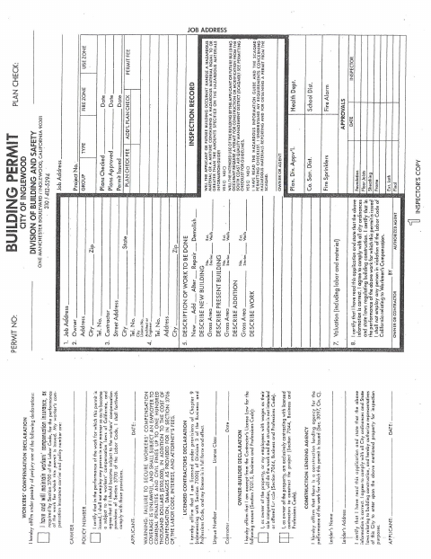 First page of the Building Application