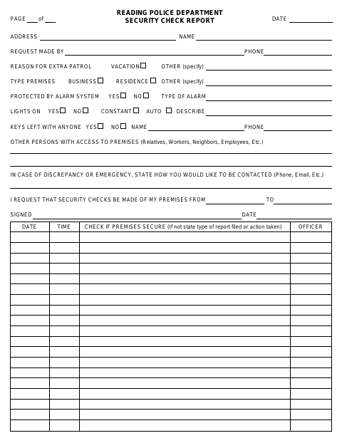 First page of the Security Check Report