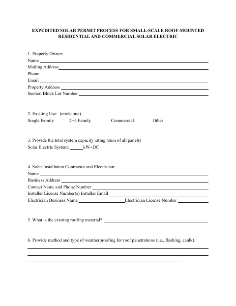 First page of the Expedited Solar Permit Process for Small-Scale Roof-Mounted Residential and Commercial Solar Electric