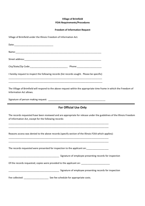 First page of the Freedom of Information Request