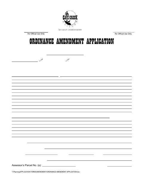 First page of the Zoning Ordinance Amendment Application