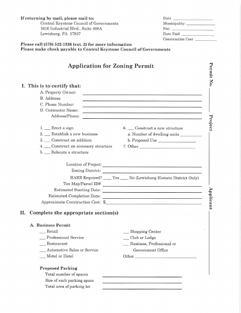 First page of the Zoning Application