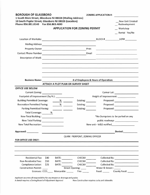 First page of the Zoning Permit Application